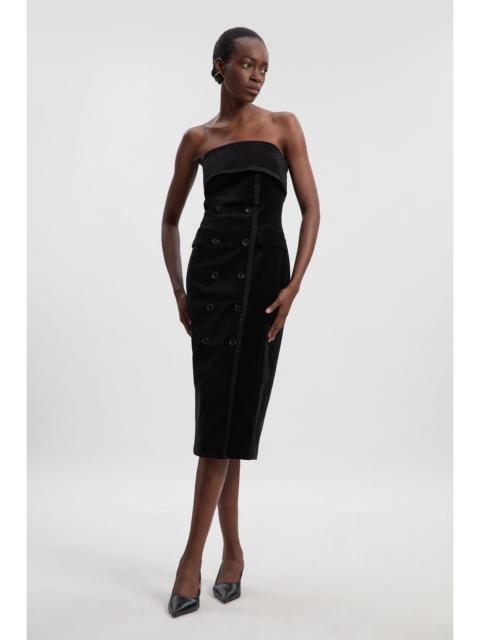 Velvet Groisgrain Bandeau Midi Tailored Dress