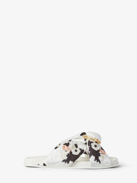 Fendi Feel White FF jacquard satin slides