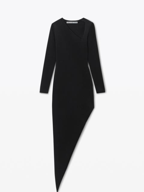 asymmetric long-sleeve bodycon maxi dress