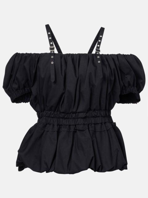 Peplum cotton poplin shirt