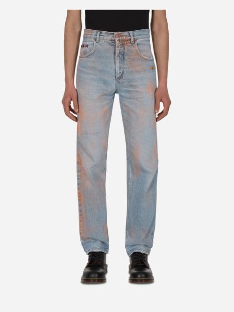 Spray Painted Vintage Denim Pants Blue