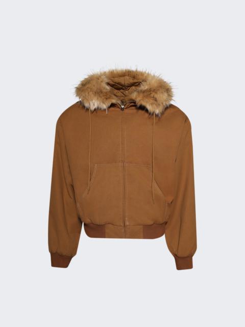 Fur Hood Jacket Brown