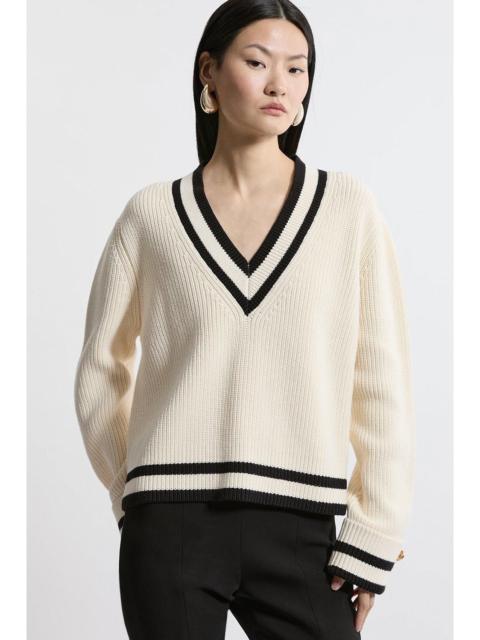 Cotton V Neck Knit Boxy Jumper