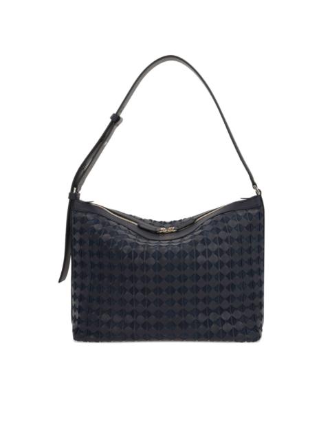 triangle-pattern leather shoulder bag
