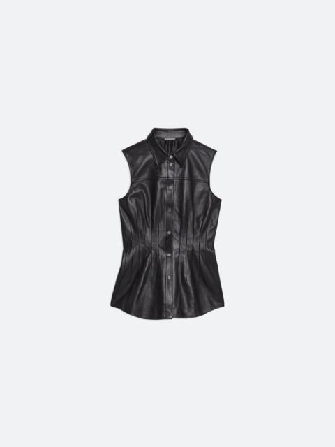 LEATHER WAISTED DART SHIRT