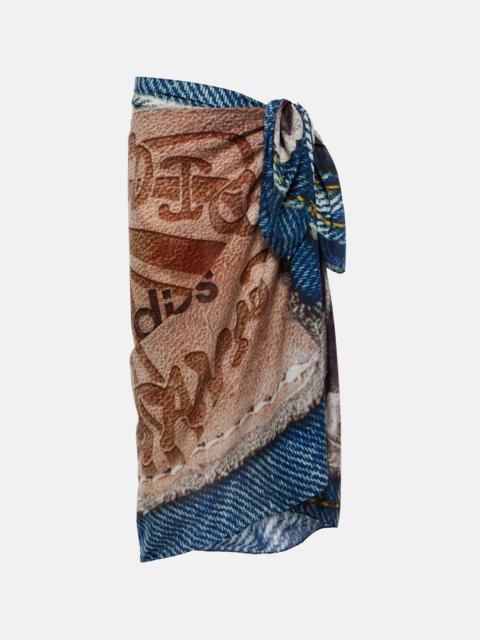 Printed cotton beach cover-up