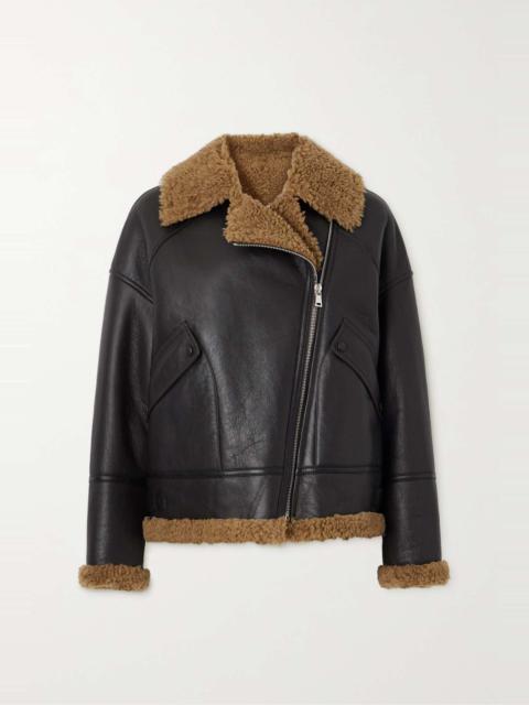 Shearling-trimmed leather jacket