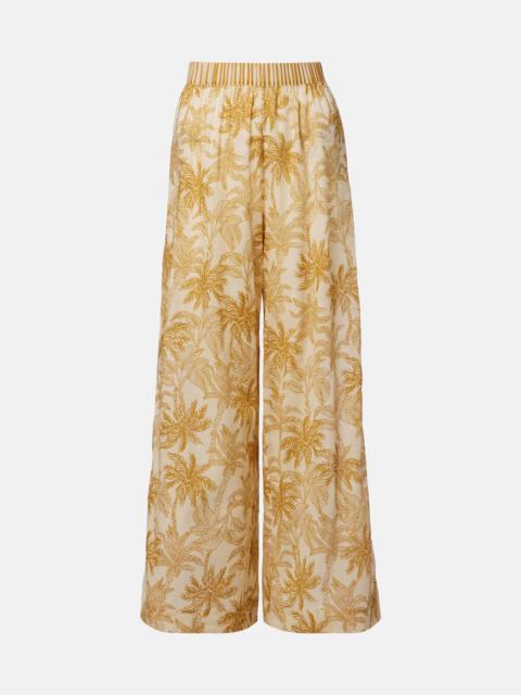 Itinerant printed cotton wide-leg pants