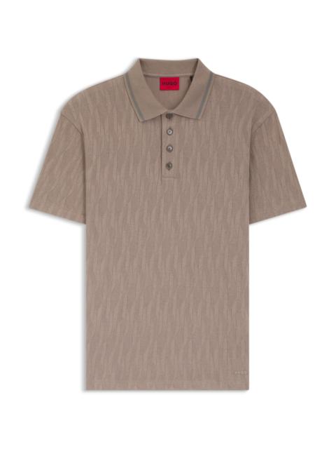 STRIPE-COLLAR POLO SHIRT IN COTTON JACQUARD