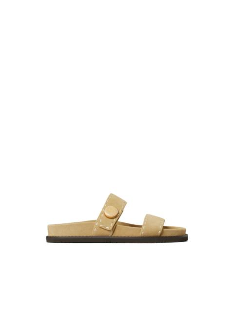 button strap slide sandals