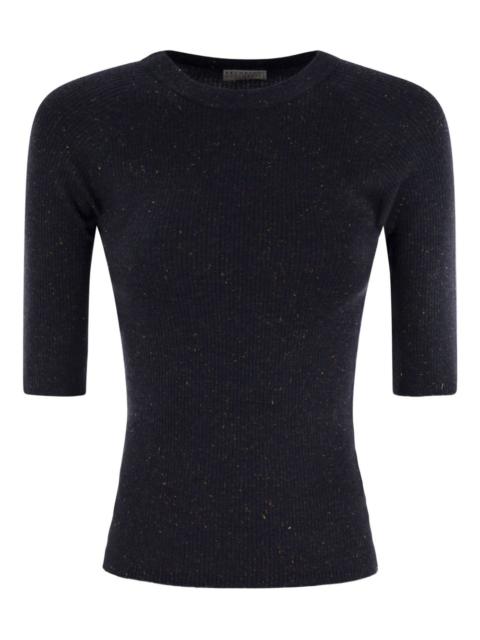 speckled-knit top