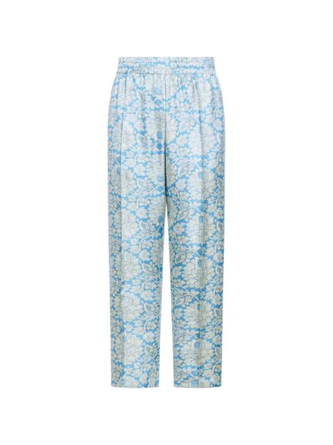 floral jacquard trousers