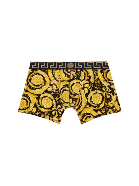 Black & Gold Barocco Long Boxer Briefs