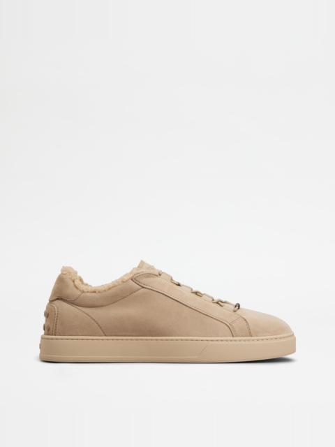 SNEAKERS IN PASHMY SUEDE - BEIGE