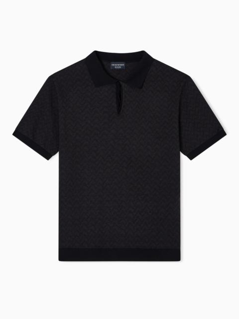 ICON POLO-COLLAR JUMPER IN CHEVRON-MOTIF JACQUARD