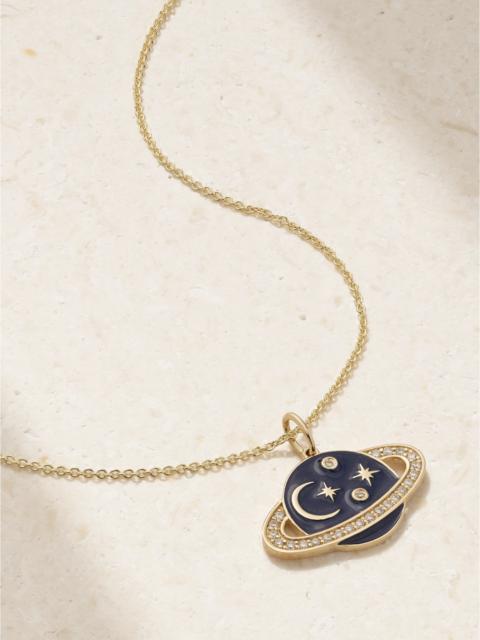 Celestial 14-karat Gold, Enamel And Diamond Necklace