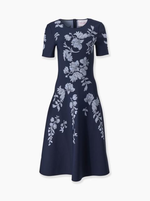 Floral Jacquard Flared Dress
