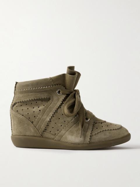 Bobby Perforated Suede Wedge Sneakers