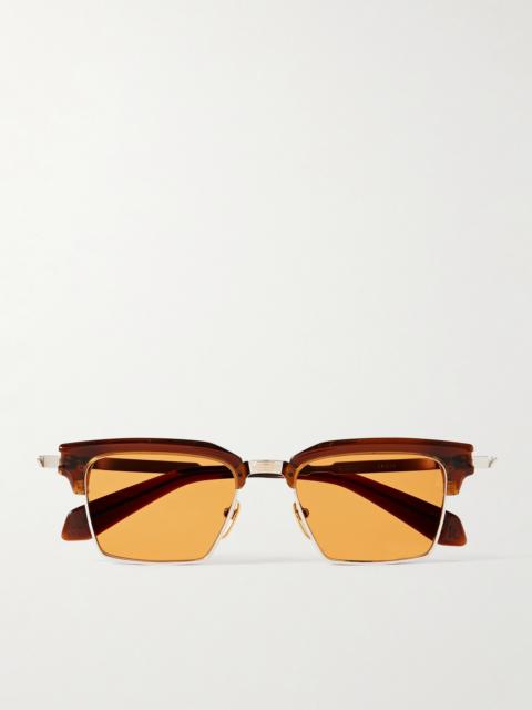 Alin Acetate And Silver And Gold-tone Square-frame Sunglasses