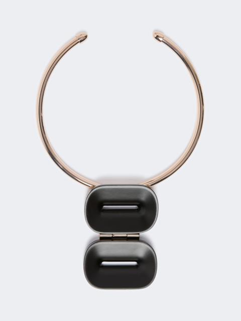 Choker necklace in metal and ebony - COFFEE