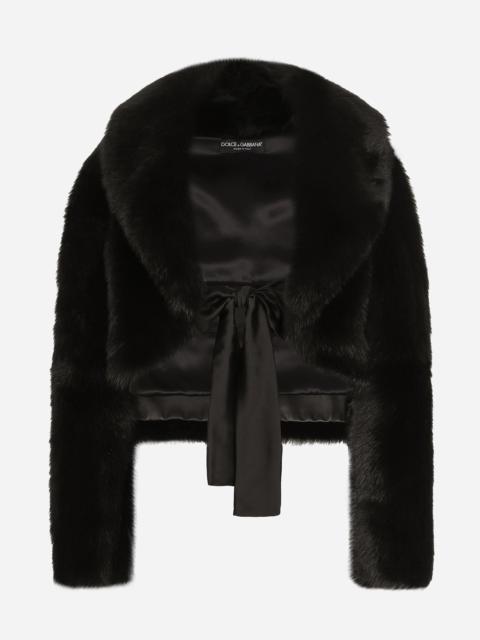 Short lambskin jacket with belt