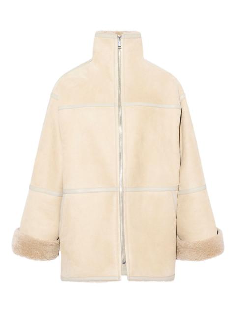 suede-shearling panelled coat