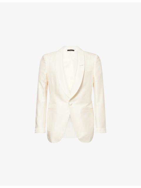 Textured Shawl-Lapels Woven Blazer