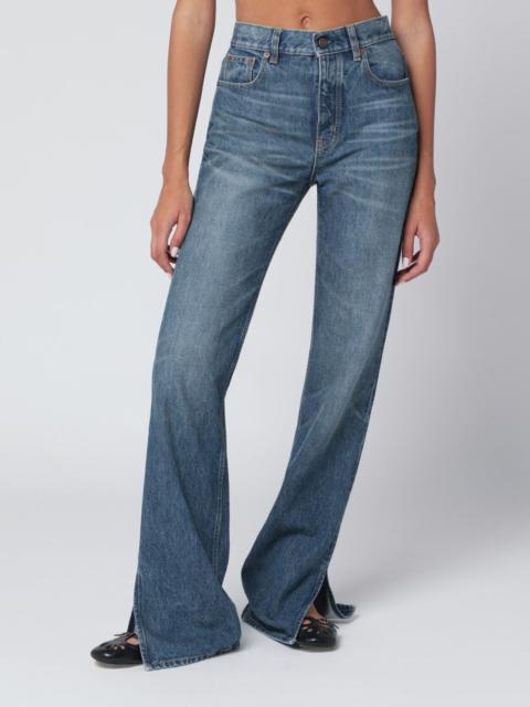 Blue jeans with slits