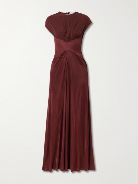Gathered Satin-jersey Gown