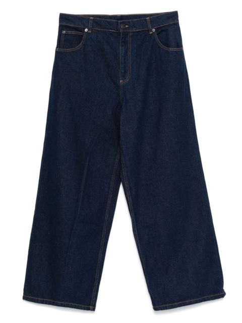 knitted-patch wide-leg jeans