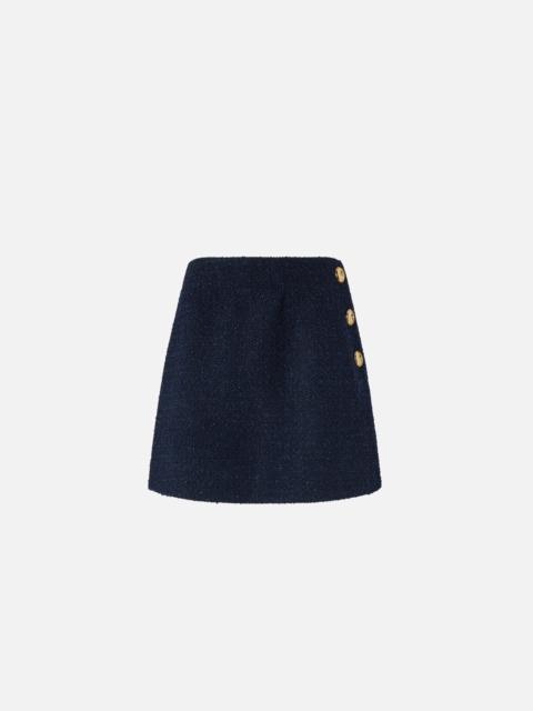COTTON AND WOOL BOUCLÉ MINI WRAP SKIRT