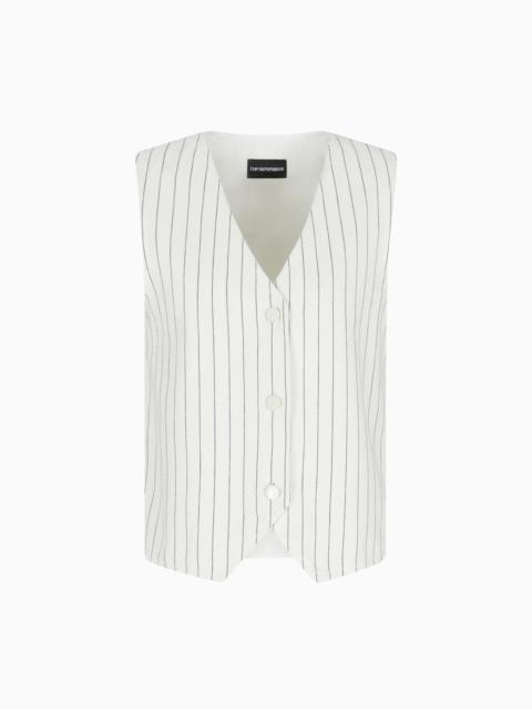 SINGLE-BREASTED WAISTCOAT IN GARMENT-DYED STRIPED BULL