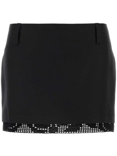 crochet-trimmed silk mini skirt