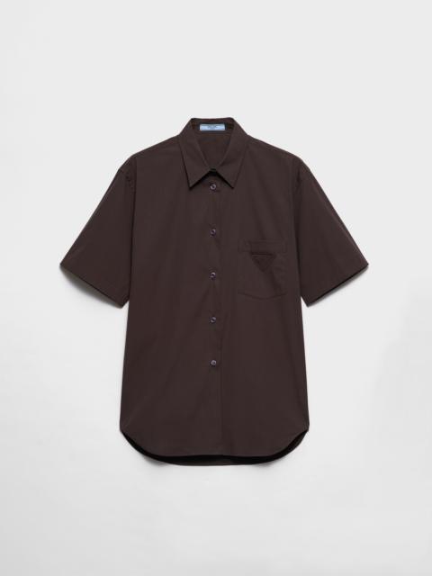 Short-sleeved stretch poplin shirt