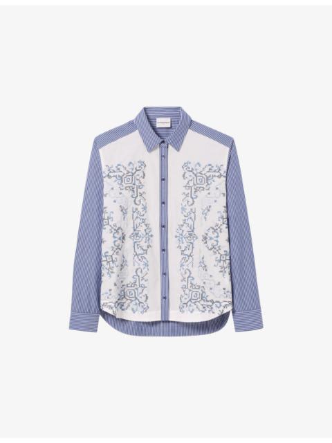 Striped Graphic-Print Cotton Shirt