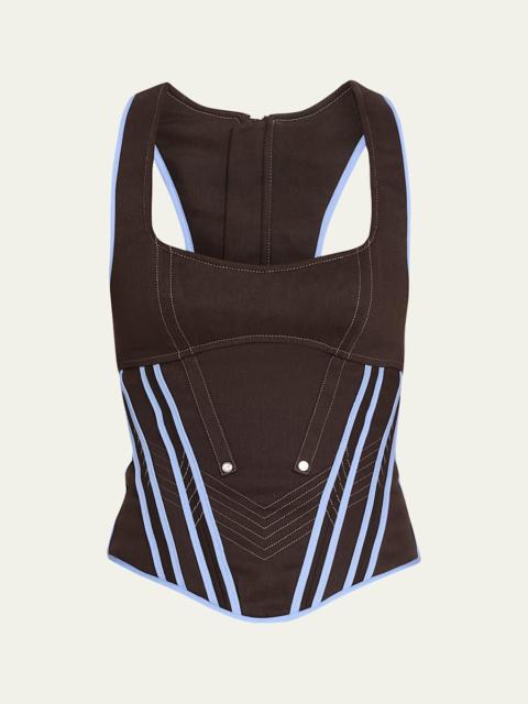 Raceback Denim Bustier Top