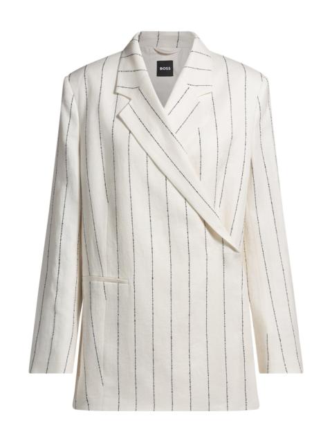 RELAXED-FIT SUIT JACKET IN STRIPED LINEN-BLEND BOUCLÉ