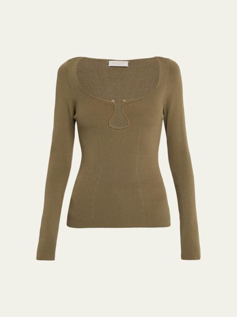 Lylia Ribbed Wavy U-Ring Top