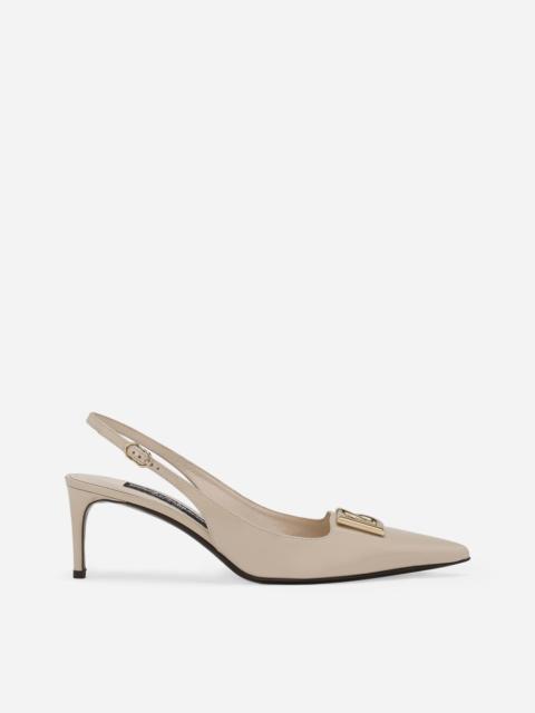 Polished calfskin slingbacks