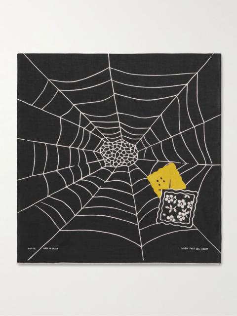 Fastcolor Printed Selvedge Cotton-Voile Bandana Black