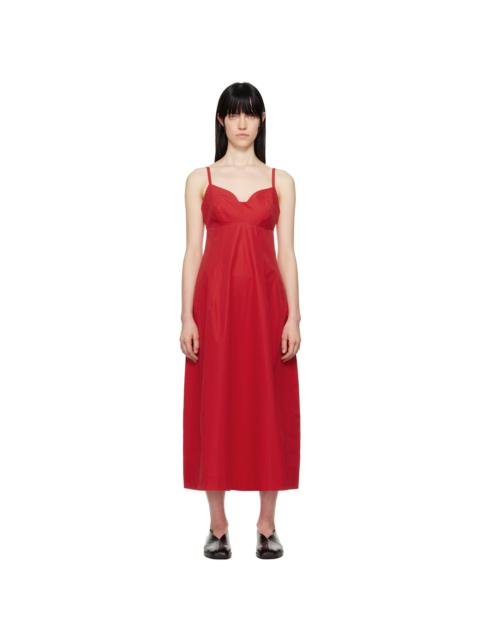 Red Bustier Midi Dress