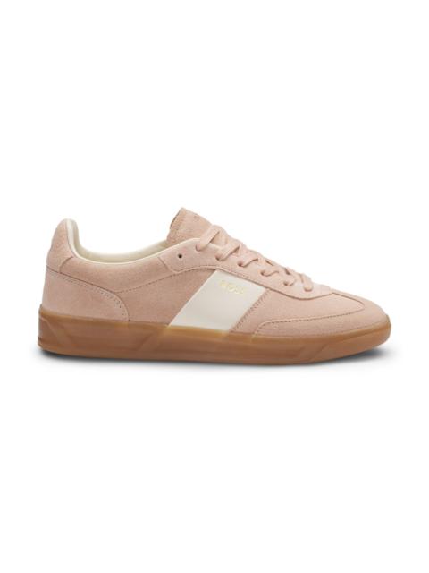 SUEDE TRAINERS WITH SMOOTH-LEATHER TRIMS