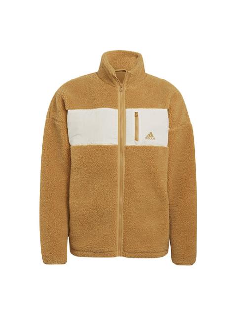 adidas logo Casual Splicing Stand Collar Sports Jacket Couple Style Yellow HI1185