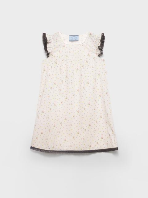 Floral print cotton batiste mini-dress