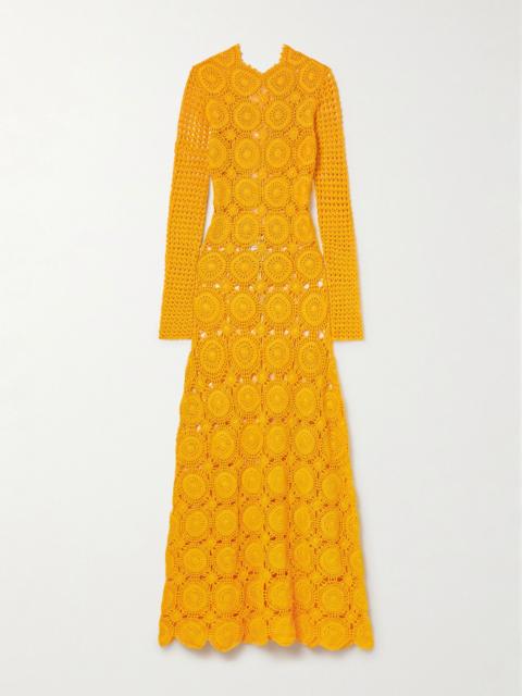 Siula crocheted organic cotton maxi dress Mustard