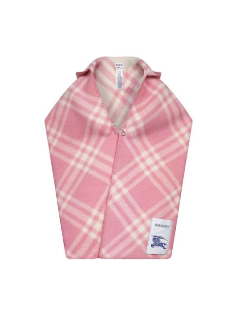 check-pattern hooded scarf