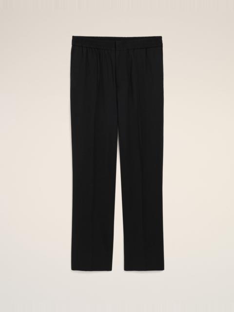 BLACK WOOL ELASTICATED WAIST TROUSERS