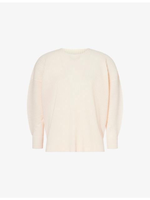 Long-Sleeve Crew-Neck Knit Top