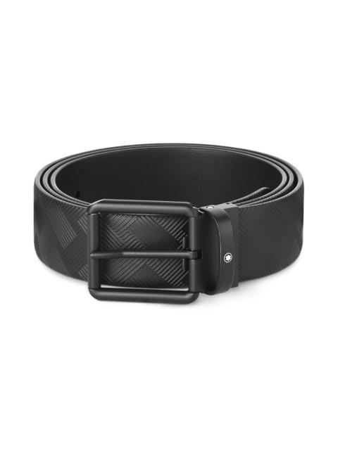 Printed black/plain black 35 mm reversible leather belt