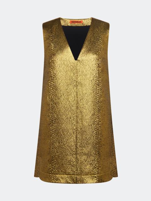 Fountain Metallic Mini Dress In Star Gold